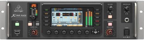 Behringer X32 Rack خلاط رقمي ذو 40 مدخل و25 حافلة، حزمة مع سماعات رأس TAPH100 ​​وكابل ميكروفون XLR مقاس 25 بوصة in Kuwait