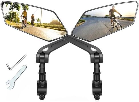 bike mirror handlebar mount 360° Adjustable Safety Bicycle Rear View Mirrors Scratch Resistant Glass Lens Bicycle Universal Fit Accessories 2 Pack in Kuwait