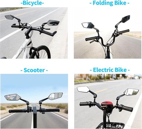 bike mirror handlebar mount 360° Adjustable Safety Bicycle Rear View Mirrors Scratch Resistant Glass Lens Bicycle Universal Fit Accessories 2 Pack in Kuwait