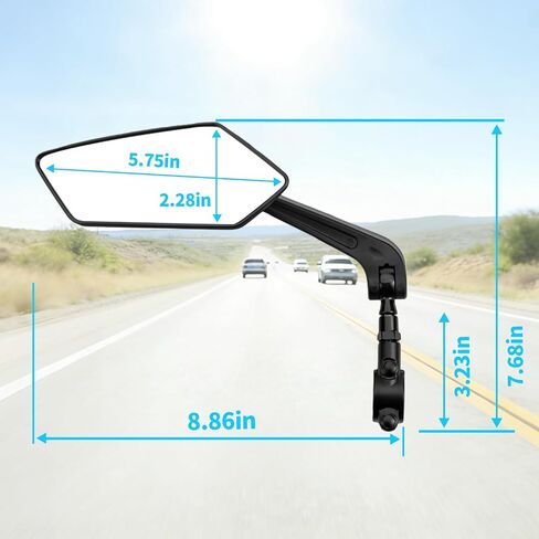 bike mirror handlebar mount 360° Adjustable Safety Bicycle Rear View Mirrors Scratch Resistant Glass Lens Bicycle Universal Fit Accessories 2 Pack in Kuwait