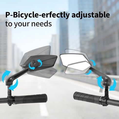 bike mirror handlebar mount 360° Adjustable Safety Bicycle Rear View Mirrors Scratch Resistant Glass Lens Bicycle Universal Fit Accessories 2 Pack in Kuwait
