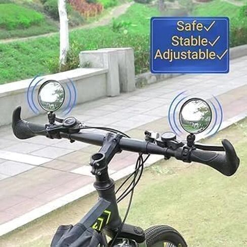 2Pcs Adjustable Bicycle Rear View Mirror, Universal Handlebar Mount, Wide Angle Convex Safety Mirror for Bikes Road Mountain Bike in Kuwait