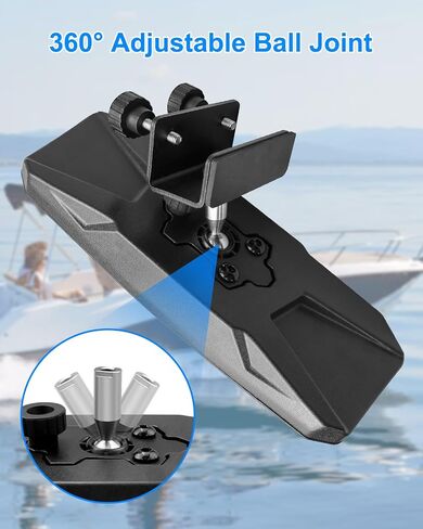 Universal Rear View Boat Mirror for Circular and Square Tubes, 4.2"x11" Wide-angle Convex Marine Mirror for Water Skiing Pontoon Sport Wakeboarding SurfingSki Pontoon Yacht Crew Surfing in Kuwait