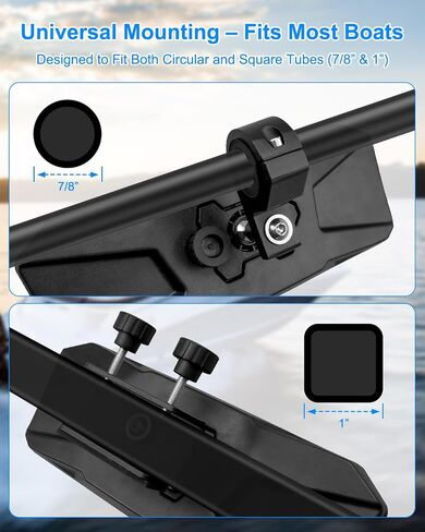 Universal Rear View Boat Mirror for Circular and Square Tubes, 4.2"x11" Wide-angle Convex Marine Mirror for Water Skiing Pontoon Sport Wakeboarding SurfingSki Pontoon Yacht Crew Surfing in Kuwait