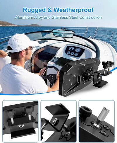 Universal Rear View Boat Mirror for Circular and Square Tubes, 4.2"x11" Wide-angle Convex Marine Mirror for Water Skiing Pontoon Sport Wakeboarding SurfingSki Pontoon Yacht Crew Surfing in Kuwait