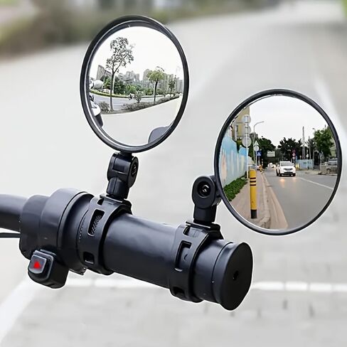 2 Pieces Bike Mirror Cycling Rear Mirror Adjustable 360 Degree Rotatable Handlebar Rearview Bicycle Mirrors Shockproof Wide Angle for Most Mountain Road Bike in Kuwait