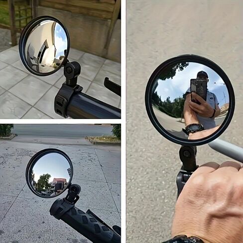 2 Pieces Bike Mirror Cycling Rear Mirror Adjustable 360 Degree Rotatable Handlebar Rearview Bicycle Mirrors Shockproof Wide Angle for Most Mountain Road Bike in Kuwait