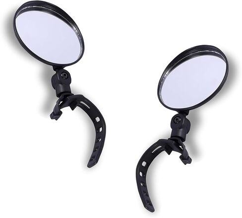 2 PCS Bike Mirror Handlebar Mount, 360 Degree Adjustable Safety Riding Mirrors, Wide Angle Shockproof Clear Handlebar Convex Rearview Mirror, Universal for Most Bikes (Black) in Kuwait