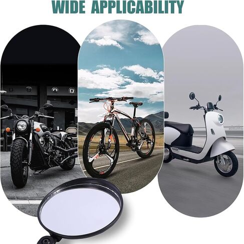 2 PCS Bike Mirror Handlebar Mount, 360 Degree Adjustable Safety Riding Mirrors, Wide Angle Shockproof Clear Handlebar Convex Rearview Mirror, Universal for Most Bikes (Black) in Kuwait