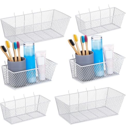 6 قطع من سلال Pegboard على الحائط، سلال من ألواح Pegboard 3 أحجام من ملحقات Pegboard، سلة Pegboard، سلة المنزل، المرآب Pegboard، منظم معلق للأدوات والحرف اليدوية (أبيض) in Kuwait