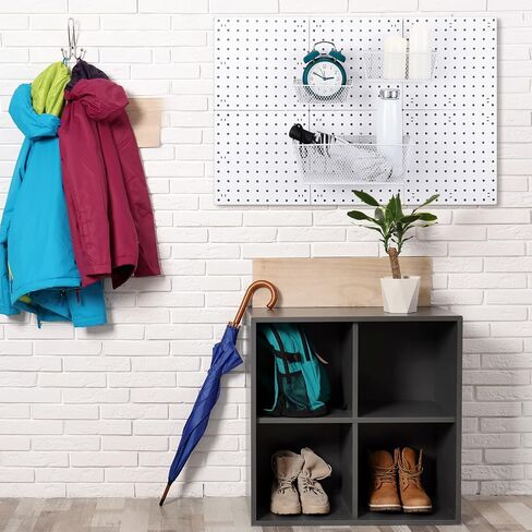6 قطع من سلال Pegboard على الحائط، سلال من ألواح Pegboard 3 أحجام من ملحقات Pegboard، سلة Pegboard، سلة المنزل، المرآب Pegboard، منظم معلق للأدوات والحرف اليدوية (أبيض) in Kuwait