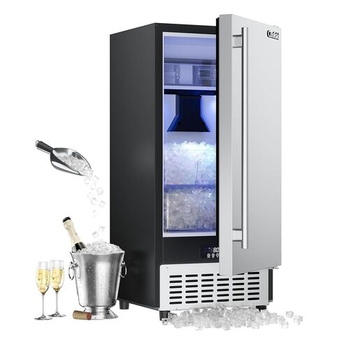 Coolski Undercounter Nugget Ice Maker Machine, 100Lbs Daily Production, Commercial Sonic Ice Machine with 20Lbs Dual Storage Bin, Pebble Pellet Ice Maker for Home, Office, Cafe, Gravity Drain in Kuwait