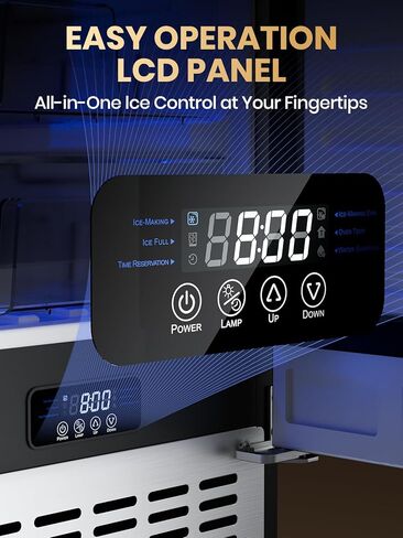 Coolski Undercounter Nugget Ice Maker Machine, 100Lbs Daily Production, Commercial Sonic Ice Machine with 20Lbs Dual Storage Bin, Pebble Pellet Ice Maker for Home, Office, Cafe, Gravity Drain in Kuwait