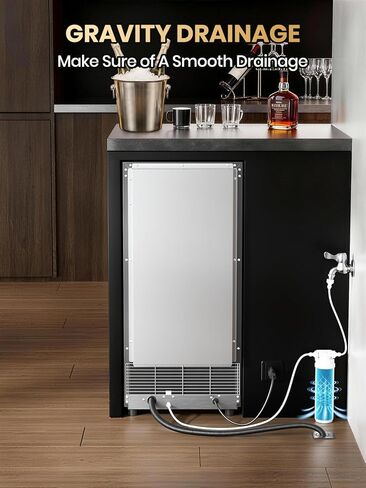 Coolski Undercounter Nugget Ice Maker Machine, 100Lbs Daily Production, Commercial Sonic Ice Machine with 20Lbs Dual Storage Bin, Pebble Pellet Ice Maker for Home, Office, Cafe, Gravity Drain in Kuwait
