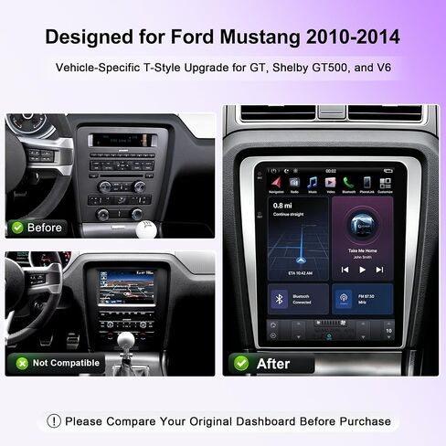 12.1 Inch Touch Screen for Ford Mustang 2010 2012 2013 2014 Radio Android Car Stereo with Wireless Carplay & Android Auto Support OEM Camera+WiFi+GPS+FM/AM+BT+DSP (PX6 Hexa Core 4+64GB) in Saudi Arabia