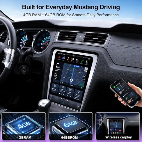 12.1 Inch Touch Screen for Ford Mustang 2010 2012 2013 2014 Radio Android Car Stereo with Wireless Carplay & Android Auto Support OEM Camera+WiFi+GPS+FM/AM+BT+DSP (PX6 Hexa Core 4+64GB) in Saudi Arabia