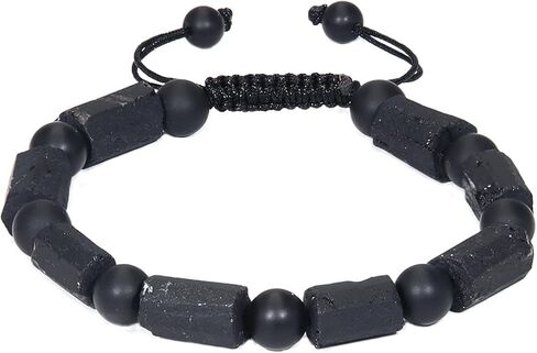 Black Tourmaline Stone Bracelet for Men - Premium Tourmaline Crystal Onyx Beads Mens Bracelet, Protection Chakra Healing Beaded Bracelets Men's Christmas Gifts Jewelry for Him in Saudi Arabia