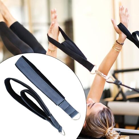 Pilates Straps Foot and Hand Straps 38x5cm (15x2 inch) Double Loops Workout Accessories for Reformer Gym Exercise Stretching in Kuwait