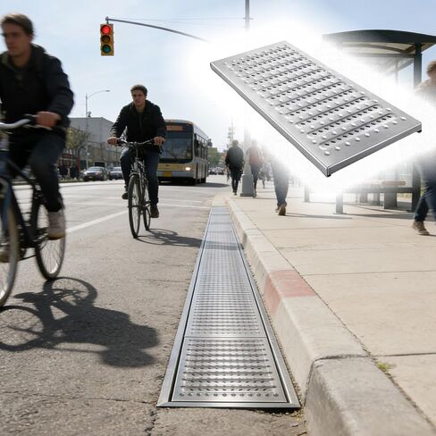 304 Stainless Steel Drain Channel Grates with Non-Slip Dots - Perfect for Water Drainage in Sidewalks, Driveways, Yards, and Horse Tanks - Durable Open Channel Covers in Kuwait