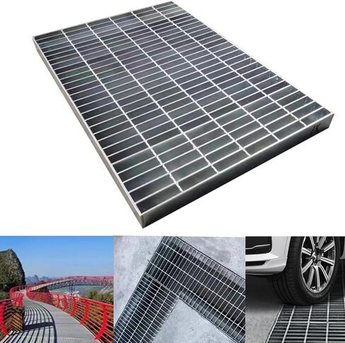 Galvanized Steel Drain Grate, Heavy Duty Outdoor Drain Cover,B125 Class Channel Grate,Rust-Proof Metal Sewer Grate,Silver Square Drainage Grate for NDS 12x12 in Catch Basin (2pcs) in Kuwait