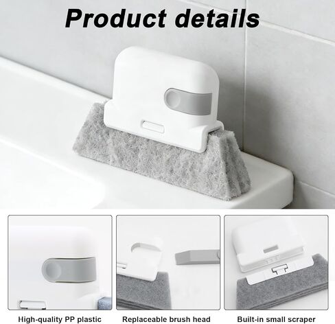 Window Track Cleaning Brush, 2-in-1 Groove & Crevice Cleaner with Scraper, Small Gap Cleaning Tool for Sliding Doors, Window Sills, Shower Tracks & Tight Spaces-Gray in Kuwait