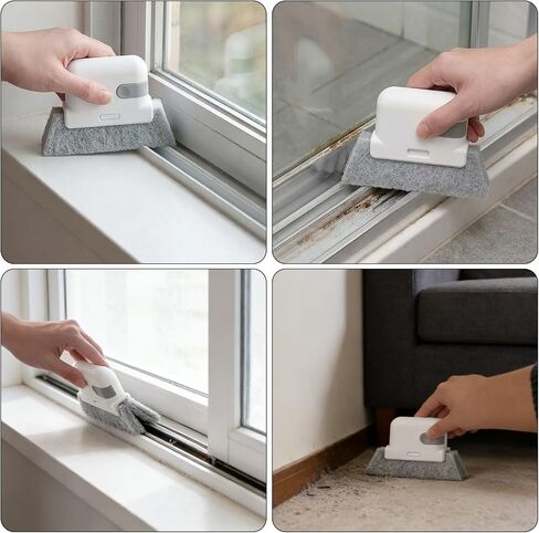 Window Track Cleaning Brush, 2-in-1 Groove & Crevice Cleaner with Scraper, Small Gap Cleaning Tool for Sliding Doors, Window Sills, Shower Tracks & Tight Spaces-Gray in Kuwait