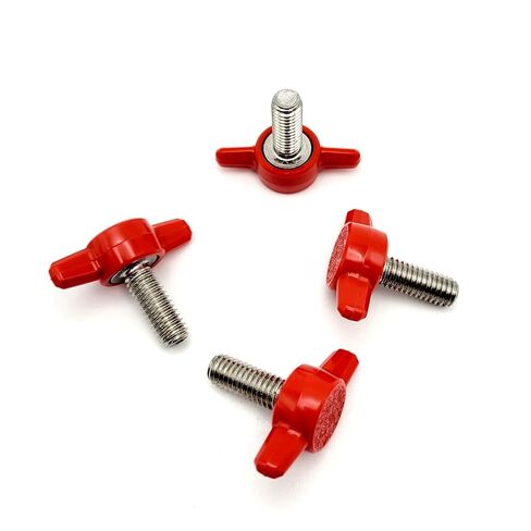M6 x 16mm لقط الإبهام برغي T البراغي مع فراشة حمراء المحملة الجناح مقبض 4 حزمة in Kuwait
