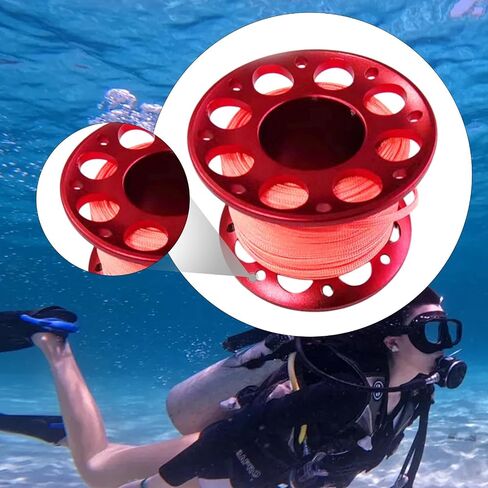 SM SunniMix Scuba Diving Reel Finger Spool Aluminum Alloy with Braided Nylon Line for Underwater Activities, Red in Saudi Arabia