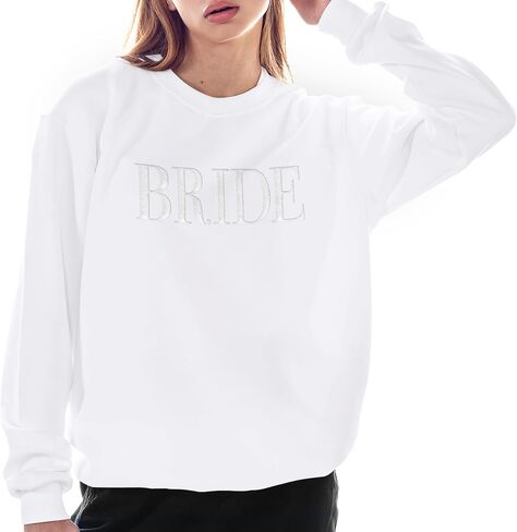 Bride Sweatshirt - Engagement Gift - Bride Sweatshirts For Women - Bride Crewneck Sweatshirt - Wedding Gift (US, Alpha, 3X-Large, Regular, Regular, White) in Kuwait
