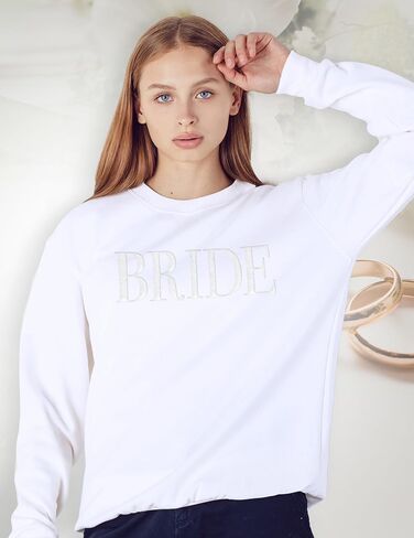 Bride Sweatshirt - Engagement Gift - Bride Sweatshirts For Women - Bride Crewneck Sweatshirt - Wedding Gift (US, Alpha, 3X-Large, Regular, Regular, White) in Kuwait