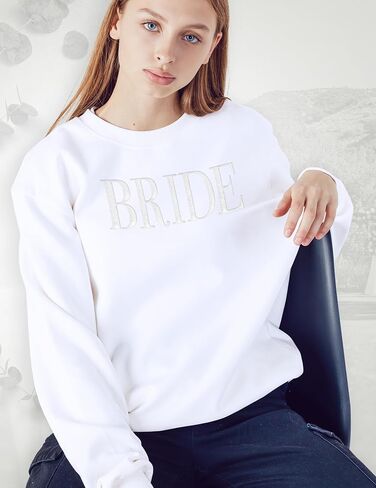 Bride Sweatshirt - Engagement Gift - Bride Sweatshirts For Women - Bride Crewneck Sweatshirt - Wedding Gift (US, Alpha, 3X-Large, Regular, Regular, White) in Kuwait