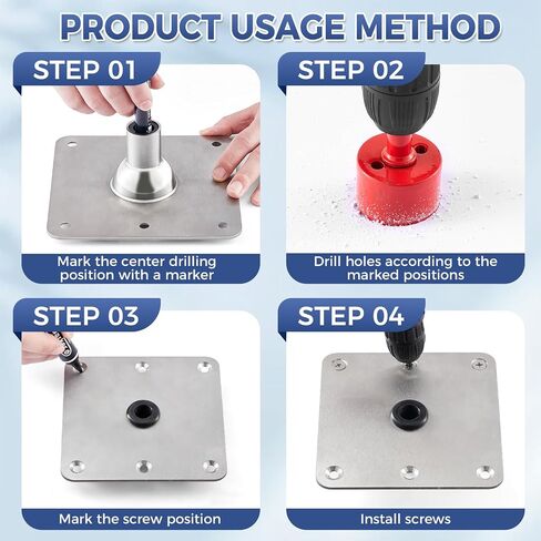 Stainless Steel Marine Base,Heavy-Duty Boat Seat Mounting Plate,7" x 7" Non-Threaded Pedestal Base,Fits 3/4" Pin Sockets,Suitable for Most Marine Fishing Applications(Brushed Nickel 1 Pack, 7" x 7") in Kuwait