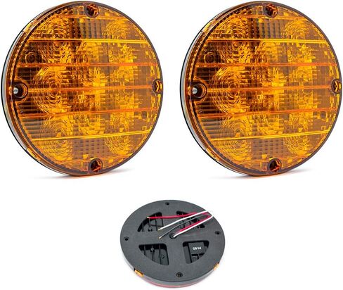 Pro LED 71AST 7 Inch Round Amber Lens, Amber 8 LEDs School Bus Warning Strobe Light, 12 Volt DC with Sealed, Three Wire Pigtail (2 Pack) in Kuwait