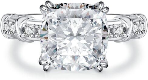 Engagement Rings for Women, 7 Carat Baguette Cut Pink/Yellow Moissanite Ring in Sterling Silver, Ideal Wedding Gift for Wife in Saudi Arabia