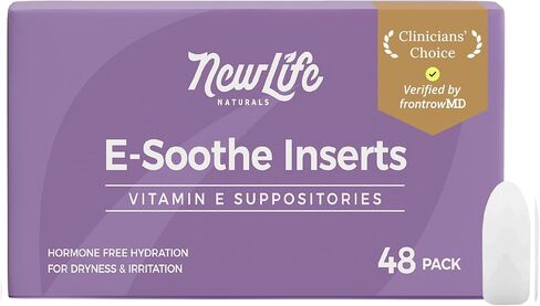 NewLife Naturals Vitamin E Suppositories for Women 38IU ESoothe - All Natural Vaginal Moisturizer - Feminine Care for Dryness Irritation Menopause Postpartum Hormonal Changes & More - 48 Inserts, USA in Saudi Arabia