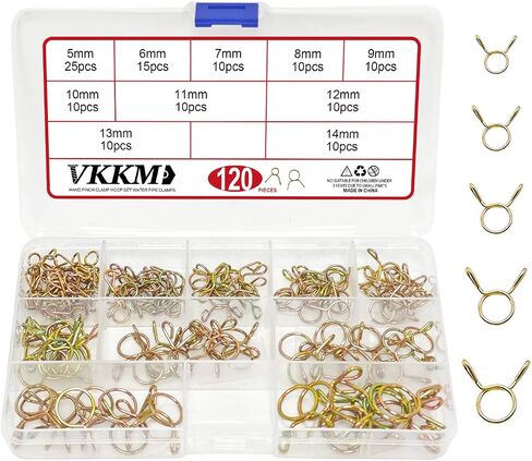 120Pcs Zinc Plated Spring Hose Clamps Set, 9 Sizes Pipe Hose Fastening Clips for Water Tubing in Kuwait