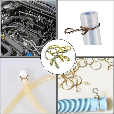 120Pcs Zinc Plated Spring Hose Clamps Set, 9 Sizes Pipe Hose Fastening Clips for Water Tubing in Kuwait