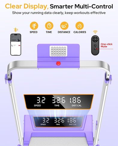 Walking Pad Treadmill with 12% Incline & Adjustable Height, 4 in 1 Folding Under Desk Treadmill, Upgraded 3.5HP Walking Pad with Handle Bar, Electric Portable Treadmills for Home 350LBS, LED Display in Kuwait