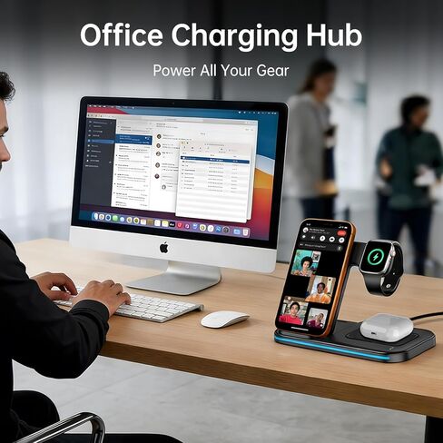 3 in 1 Charging Station Wireless Charger (Black) in Saudi Arabia