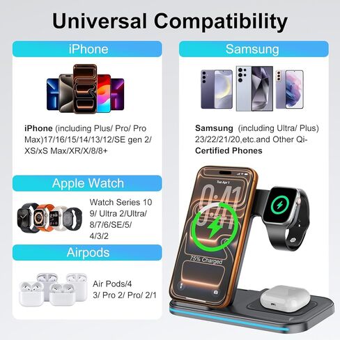 3 in 1 Charging Station Wireless Charger (Black) in Saudi Arabia