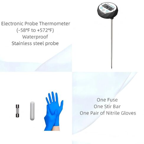 SYLPHID SH-2 Magnetic Stirrer Hot Plate, 536°F/280℃ Max Lab Hotplate Mixer with 2600 RPM Stir Plate, Includes Electronic Probe Thermometer, Fuse, Stir Bar,Support Stand&a Pair of Nitrile Gloves in Kuwait