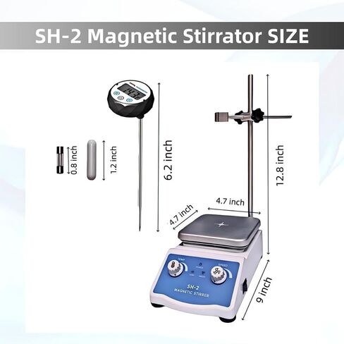 SYLPHID SH-2 Magnetic Stirrer Hot Plate, 536°F/280℃ Max Lab Hotplate Mixer with 2600 RPM Stir Plate, Includes Electronic Probe Thermometer, Fuse, Stir Bar,Support Stand&a Pair of Nitrile Gloves in Kuwait