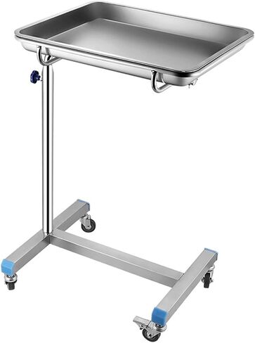 Stainless Steel Lab Cart with 360° Silent Wheels Height Adjustable with 2 Brakes Ideal for BeautySalons Aesthetics and Laboratories (45 X 35 Cm) in Kuwait