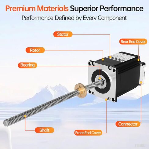 Nema 23 Stepper Motor TR8x8 300mm with T8 Lead Screw 57x76mm 1.8Nm | 57 Step Motor 254.9oz·in 1.8°‌ 4.2A 0.65Ω Bipolar 2 Phase High Torque 4-Wire Cable 1M for 88D Printer DIY Robot CNC Machine in Kuwait