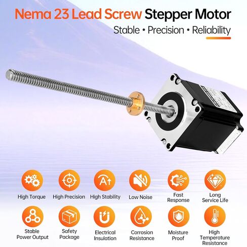 Nema 23 Stepper Motor TR8x8 300mm with T8 Lead Screw 57x76mm 1.8Nm | 57 Step Motor 254.9oz·in 1.8°‌ 4.2A 0.65Ω Bipolar 2 Phase High Torque 4-Wire Cable 1M for 88D Printer DIY Robot CNC Machine in Kuwait