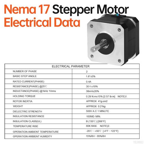 5 عبوات Nema 17 محرك متدرج 42 × 33 مم 0.29 نيوتن متر (41.07 أونصة · بوصة) 0.4 أمبير 30 أوم | 42 محرك متدرج ثنائي القطب 2 المرحلة عمود عزم دوران عالي 24 مللي متر φ5 مللي متر 4-سلك كابل 1 متر للطابعة ثلاثية الأبعاد لتقوم بها بنفسك روبوت ماكينة بتحكم رقمي با in Kuwait