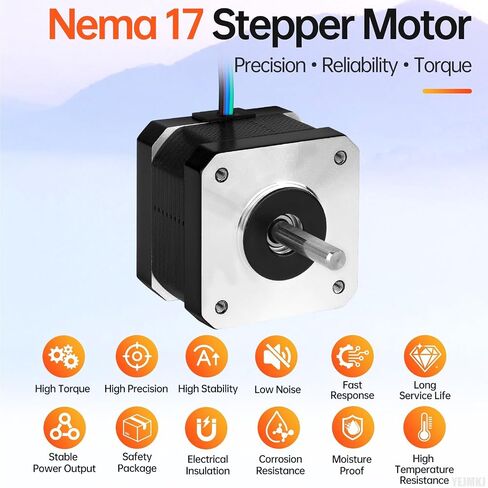 5 عبوات Nema 17 محرك متدرج 42 × 33 مم 0.29 نيوتن متر (41.07 أونصة · بوصة) 0.4 أمبير 30 أوم | 42 محرك متدرج ثنائي القطب 2 المرحلة عمود عزم دوران عالي 24 مللي متر φ5 مللي متر 4-سلك كابل 1 متر للطابعة ثلاثية الأبعاد لتقوم بها بنفسك روبوت ماكينة بتحكم رقمي با in Kuwait