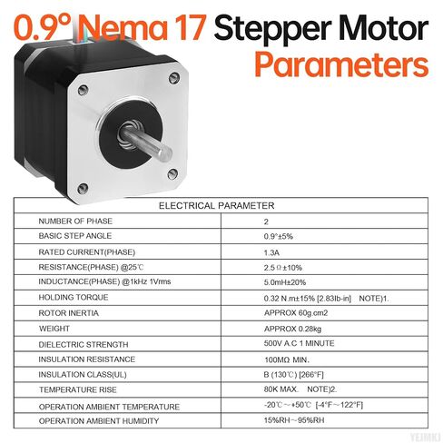محرك متدرج 0.9° Nema 17 42x39mm 32Ncm (45.32oz·in) 1.3A 2.5Ω | 42 محرك متدرج عزم دوران عالي 2 المرحلة ثنائي القطب رمح 17 مللي متر φ5 مللي متر 4-سلك كابل 1 متر للطابعة ثلاثية الأبعاد لتقوم بها بنفسك روبوت ماكينة بتحكم رقمي بالكمبيوتر in Kuwait