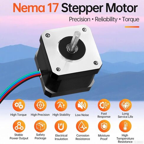 محرك متدرج 0.9° Nema 17 42x39mm 32Ncm (45.32oz·in) 1.3A 2.5Ω | 42 محرك متدرج عزم دوران عالي 2 المرحلة ثنائي القطب رمح 17 مللي متر φ5 مللي متر 4-سلك كابل 1 متر للطابعة ثلاثية الأبعاد لتقوم بها بنفسك روبوت ماكينة بتحكم رقمي بالكمبيوتر in Kuwait