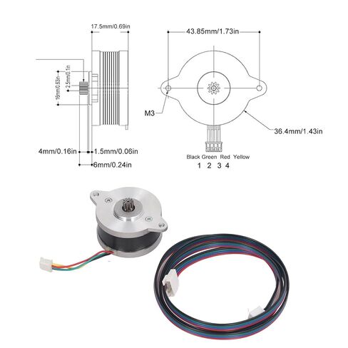 Topyond Pancake Nema 14 Stepper Motor مع كابل تمديد، Nema14 Φ36.4mm*17.5mm Extruder Stepper Motor، متوافق مع Orbitor/Sherpa Extruders in Kuwait